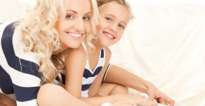 mother and daughter with laptop